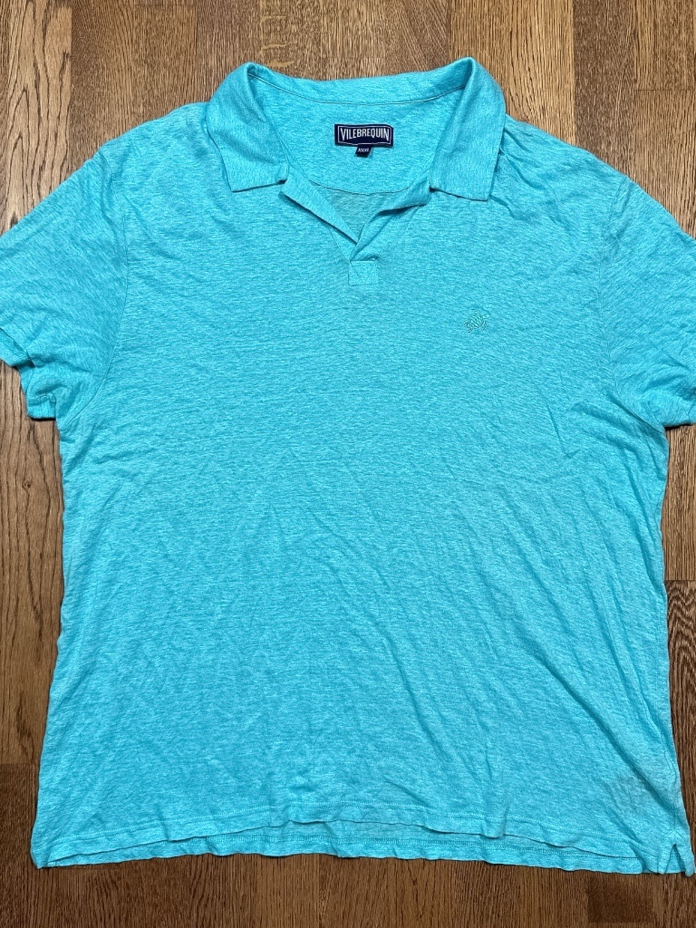 Vilebrequin Pyramid Linen Lightweight Baby Blue Polo Shirt Mens 2XL